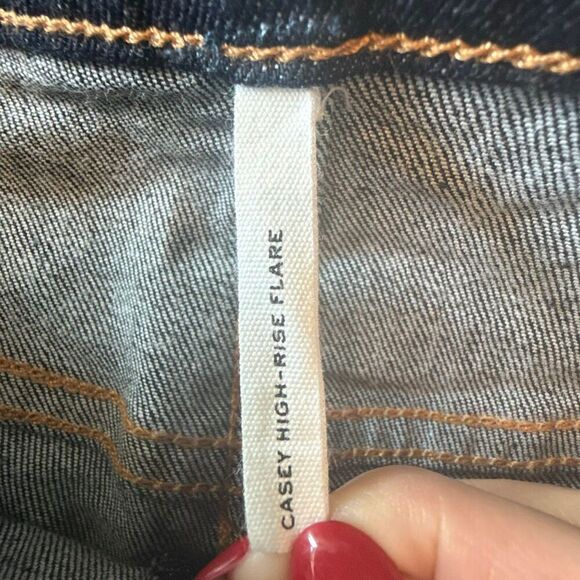 Rag & Bone High Rise Casey Zip Fly Flare Denim Jeans Rinse Dark Wash Size 31 - Picture 5 of 8